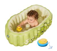 Bañera hinchable para bebés con respaldo, 90 x 58 x 34 cm, bañera para bebés con bomba de aire, bañera inflable para bebé, bañera portátil para baño y viajes, verde, plegable antideslizante