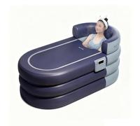 Bañera Hinchable Portátil con Bomba Inalámbrica Comodidad Tipo SPA, PVC Grueso, 2 Drenaje, Plegable para Casa, Apartamento, Viaje(Blue,140 x 84 x 65cm)