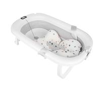 Bañera infantil plegable con cojín de baño y termómetro incorporado, bañera infantil con soporte, de 0 a 3 años, lavabo de ducha portátil antideslizante (gris-80 x 50 x 23 cm)