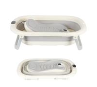 Bañera infantil plegable con cojín de baño y termómetro incorporado, bañera infantil con soporte, de 0 a 3 años, lavabo de ducha portátil antideslizante (A-Gris-43 x 71 x 18,5 cm)