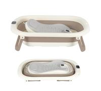 Bañera infantil plegable con cojín de baño y termómetro incorporado, bañera infantil con soporte, de 0 a 3 años, lavabo de ducha portátil antideslizante (A-Kaki-43 x 71 x 18,5 cm)