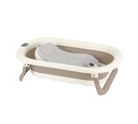 Bañera infantil plegable con termómetro digital, bañera infantil para ducha con tumbona de baño para bebe, bañera infantil con toma para cabezal de ducha, unisex (caqui)