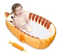 Bañera inflable, Bañera infantil, Piscina de bebé antideslizante para sentarse, Cuenca de ducha plegable para bebés, Mini piscina inflable, bañera de viaje indispensable para niños (Naranja)