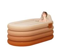Bañera Inflable para Adultos, portátil, Plegable e Independiente, de PVC | Estiramiento sentado cuerpo completo baño vapor portátil inflador eléctrico(Red,140cm)