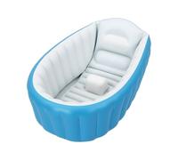 Bañera inflable para bebés azul con bomba de pie y kit de reparación, bañera plegable para niños pequeños, espaciosa para el hogar, viajes, interior y exterior, portátil, para recién nacidos.