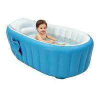 Bañera inflable para bebés, bañera infantil con bomba de aire y kit de reparación, bañera portátil de viaje para ducha infantil, baño recién nacido para niños y niñas, azul