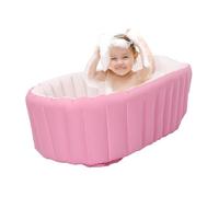 Bañera inflable pcv bebé plegable bañera de bebé bañera de bebé inflable con bomba de aire 26 x 23 x 7.5 cm para 0-3 años bebé, recién nacido, niños, niños y niñas rosa