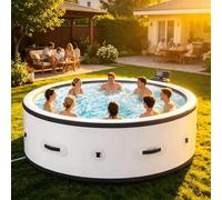 Bañera Inflable PVC Premium Antifugas 81,1×27,9 Pulgadas, Spa Exterior Rígido Portátil Para 6 Personas, 150 Chorros Masaje, Bomba Calefactora Inteligente, Circulación PTC, Calefacción Baja, 6 Modos