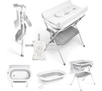 Bañera Ms Innovaciones ZOE Gris con Patas, Cambiador, Cojín Reductor y Cesta de Almacenamiento