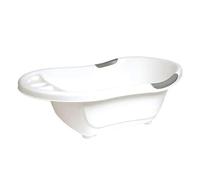 Bañera para bebés dBb Remond, apta para niños de 4 meses a 3 años, con orificio de drenaje y tapón, color blanco.