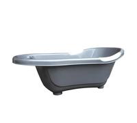 Bañera para bebés dBb Remond, apta para niños de 4 meses a 3 años, con orificio de drenaje y tapón, color plata.