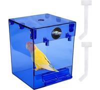 BañEra para PáJaros BañO Enjaulados Accesorios para Pájaros,Suministros para Jaulas de Pájaros con Ganchos,Comederos para Pájaros Pequeños,Canarios y Periquitos con inyector Agua(Color:Blue)