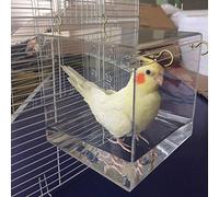 Bañera para pájaros espaciosa jaula ducha cacatúas loros transparente con ganchos para colgar suministros para mascotas periquitos acrílicos limpieza casa portátil (S)