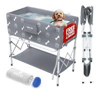 Bañera para perros, cepillo y toalla gratis, plegable, portátil y ligera, fácil de usar para bañarse y ducharse, aseo de mascotas en interiores y exteriores