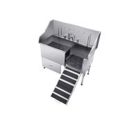 Bañera para Perros de Acero Inoxidable-Duoku-155 cm-Bañera de Aseo con Rampa, Panel de Filtro de Agua, Grifo-Puerta Derecha