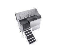 Bañera para Perros de Acero Inoxidable-Duoku-155 cm-Bañera de Aseo con Rampa, Panel Filtro de Agua, Grifo-Izquierda