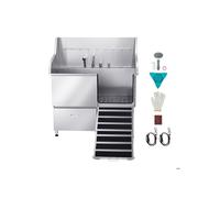 Bañera para Perros de Acero Inoxidable-Duoku-Estación de Lavado para Mascotas 127,5 cm-Equipado con una Rampa