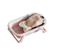 Bañera plegable bebé, bañera bebé con cojín de soporte, autónomo baby bath tub,bebe confort,Equipado con termómetro,regalo ideal para recién nacido para viajes diseño exterior (gris) (rosa)
