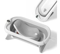 Bañera Plegable Bebé Con Asiento De Baño Antideslizante - bañera Bebe Plegable Con Termómetro - Asiento Bañera Bebe - Silla - Desde El Nacimiento Hasta Los 3 Años - Regalos De Nacimiento (GRIS)