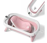 Bañera Plegable Bebé Con Asiento De Baño Antideslizante - bañera Bebe Plegable Con Termómetro - Asiento Bañera Bebe - Silla - Desde El Nacimiento Hasta Los 3 Años - Regalos De Nacimiento (ROSA)