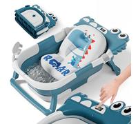 Bañera Plegable Bebé Con Cojín De Baño Antideslizante - Bañera Bebe Plegable Con Termómetro - Asiento bañera Bebe - Desde El Nacimiento Hasta Los 3 Años - Regalos De Nacimiento (VERDE, DINO)