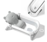 Bañera Plegable Bebé Con Cojín De Baño Antideslizante - bañera Bebe Plegable Con Termómetro - Asiento Bañera Bebe - Desde El Nacimiento Hasta Los 3 Años - Regalos De Nacimiento (GRIS)
