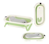 Bañera plegable con agujero de drenaje portátil y termómetro de agua, bañera de baño independiente con tumbona de baño para niños, bañera de plástico PP+TPE (verde 72 x 45 x 17 cm)