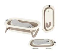 Bañera plegable con agujero de drenaje portátil y termómetro de agua, bañera de baño independiente con tumbona de baño para niños, bañera con patas de plástico PP+TPE (Kaki 72 x 45 x 17 cm) B)