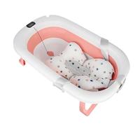 Bañera plegable grande para niños con termómetro de agua, bañera plegable para niños estable con termómetro y cojín asiento de 0 a 6 años-80 x 50 x 23-rosa