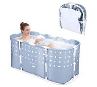 Bañera plegable para adultos portátil, bañera plegable ducha cabina ahorro de espacio, bañera de hidromasaje portátil no inflable, baño de hielo recuperación deportiva interior exterior (azul)