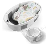 Bañera plegable para bebé, bañera grande con termómetro y cojín, bañera portátil de viaje para recién nacidos, bañera plegable para bebés de 0 a 36 meses (gris)