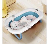 Bañera plegable para bebé con cojín antideslizante XXL con termómetro para controlar la temperatura del agua, desde el nacimiento hasta los 2 años, con cojín de apoyo para bañeras