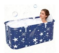 Bañera Plegable para Ducha, Bañera Portátil para Adultos con Cojines, Bañeras Independiente para Interiores y Exteriores, 120 x 55 x 50 cm (Azul)