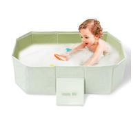 Bañera plegable para niños,Bañera portátil para niños,Bañera integrada con tapón de drenaje,para el hogar Viaje Doble Uso Interior Exterior Plato de ducha (verde)