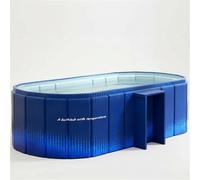 Bañera portátil de 150 cm con estante, bañera plegable para 2 personas, bañera plegable sin inflar para adultos, baño de hielo 2 en 1 y bañera de spa caliente para ducha, jardín y campamento (azul)
