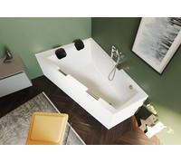 Bañera RIHO Doppio, asimétrica, variante PlugPlay, 2 plazas, 180x130x62cm, 315 litros, blanca, B033010005, Versión: Versión derecha