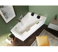 Bañera RIHO Doppio, asimétrica, variante PlugPlay, 2 plazas, 180x130x62cm, 315 litros, blanca, B034009005, Versión: Versión izquierda