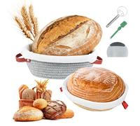 Banetones para pan Cesta para levar pan, cestas para fermentar redondas y ovaladas Kit de inicio para banneton de masa madre Banneton para regalos de cocina Ideal para panaderos, mujeres, esposas