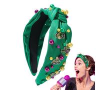 Bang atado el martes gordo, cinta de joyería | Accesorio para el pelo grande para mujer - Diadema de perla con brillantes coloridos, perfecta para disfraces, fiestas, desfiles o looks festivos