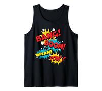 Bang Boom Wham Pow Comic Sound Effect Design Camiseta sin Mangas