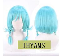 Bang Dream Hikawa Hina Cosplay Peluca Azul Recta Trenzada Corta Mujeres Pelucas Sintéticas De Anime + Gorro De Peluca China Como En La Imagen