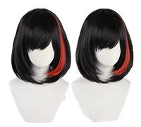BanG Dream! Mitake Ran Cosplay Short Black Red Mixed Color Heat Resistant Synthetic Hair+ Wig Cap Halloween Party