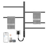 BANGBANGJI Control por App, Toallero Eléctrico Inteligente para Baño Black | 5 Barras, Giro 180°, Temporizador & Calor Ajustable, Secador de Toallas Inox para Hogar, Hotel & Spa