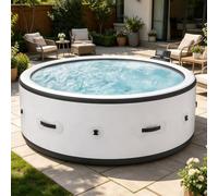 BANGBANGJI SPA Hidromasaje, 4-6 Personas para Jardín, Redondo 206x71cm, Calentamiento Rápido 104°F, con 150 Chorros de Aire Relajantes para Patio Jardín y Exteriores