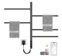 BANGBANGJI Toallero Eléctrico Giratorio 180° para Baño Moderno Black | App WiFi, 5 Barras, Temporizador 24H & Calor Ajustable, Toallero de Pared para Apartamentos & Hoteles