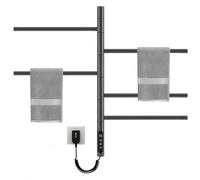 BANGBANGJI Toallero Eléctrico Smart Ahorrador de Espacio para Baño Black | App WiFi, 5 Barras Giratorias, Temporizador & Calor Ajustable, Toallero de Pared para Hoteles & Apartamentos