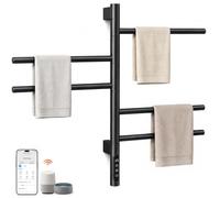 BANGBANGJI Toallero Eléctrico WiFi Inteligente para Baños Pequeños Black | 5 Barras Giratorias, Temporizador, Temperatura Ajustable & App WiFi, Toallero de Pared para Hoteles & Apartamentos