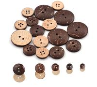 Bangbobi - 100 Piezas de Botones de Madera Natural - Botones Vintage Redondos para Manualidades, Costura y decoración - Botones de Madera en 5 tamaños (10-25 mm) - Botones Hechos de cáscara de Coco