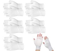 Bangbobi 5 Pares de Guantes Sin Dedos de Algodón Blanco para Neurodermitis Cuidado Hidratante