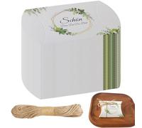 Bangbobi - 50 Unidades Caja Regalo Invitados 'Me Alegro de Verte' con Estampado de Hoja de Eucalipto para Bautizo, Comunión, Confirmación, Boda y Cumpleaños